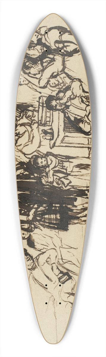 Sir David Wilkie - Study for Right Group 39.3 inch art pintail longboard deck
