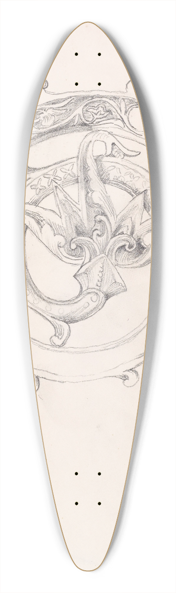 Sir Edward Coley Burne-Jones - Sketchbook  Study for Head of Crozier 39.3 inch art pintail longboard deck
