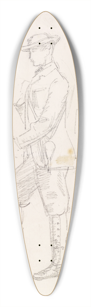 Sir John Everett Millais - Male  Two Sketches of a young Man dressed for Shooting 39.3 inch art pintail longboard deck