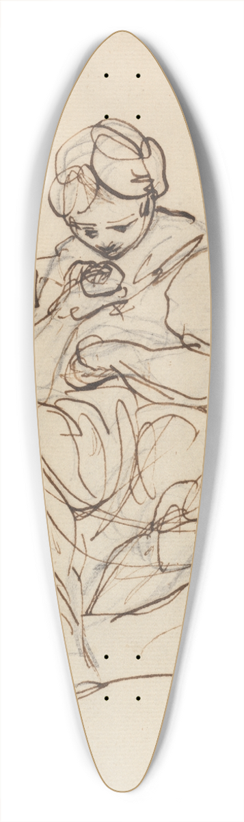 Sir Joshua Reynolds - Study of a Seated Woman 39.3 inch art pintail longboard deck