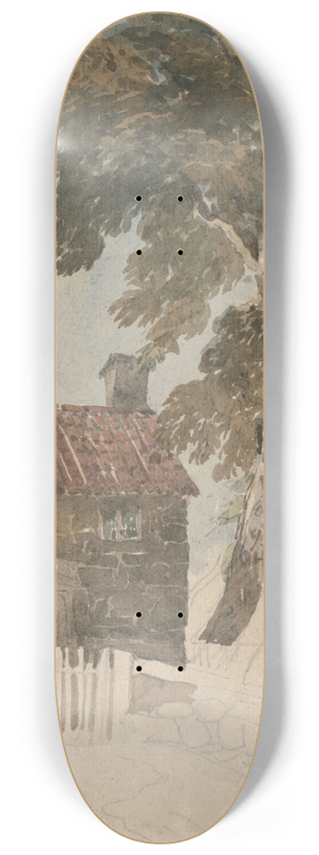 David Cox - Cottage and Trees 8.25 inch art skate deck