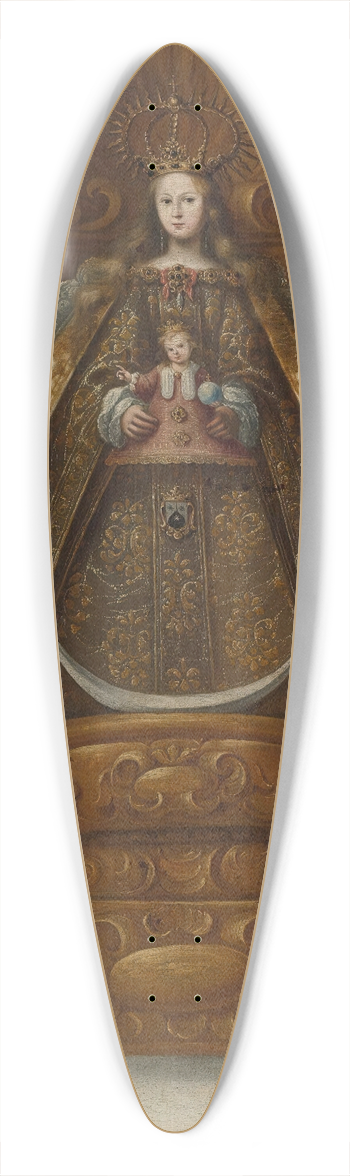 South American School - Virgin With Child 39.3 inch art pintail longboard deck