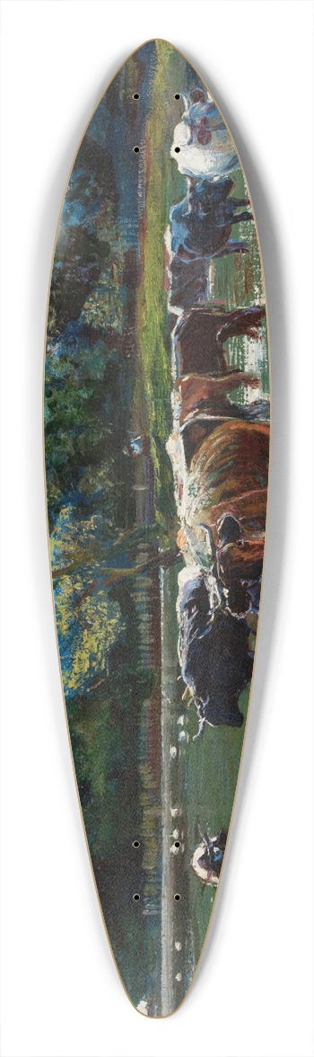 Stanisaw Masowski - Cows wading in the river 39.3 inch art pintail longboard deck