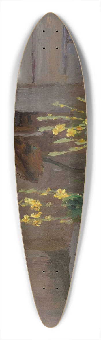 Stanisaw Straszkiewicz - Landscape study  Mulleins in front of a cottage 39.3 inch art pintail longboard deck