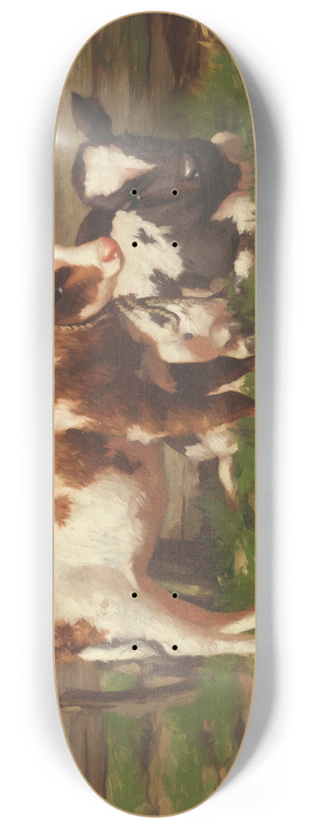 David Gauld - Calves Outside a Barn 8.25 inch art skate deck