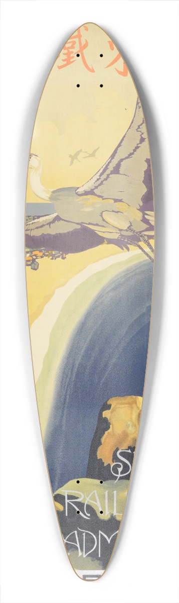 Sugiura Hisui - Sant Tetsud [Herons] 39.3 inch art pintail longboard deck