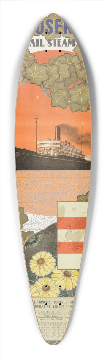 Sugiyama Sueo - Nippon Yusen Kaisha = Japan Mail Steamship Co. 39.3 inch art pintail longboard deck