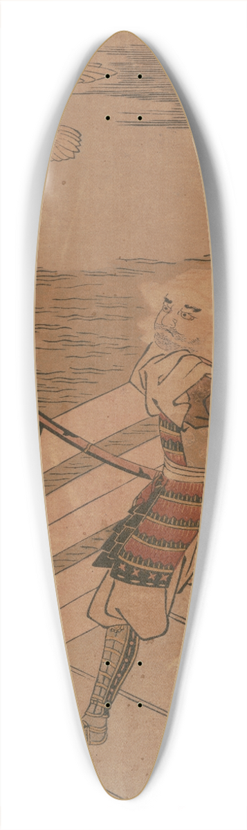 Suzuki Harunobu - Benkei and Heron on Bridge 39.3 inch art pintail longboard deck