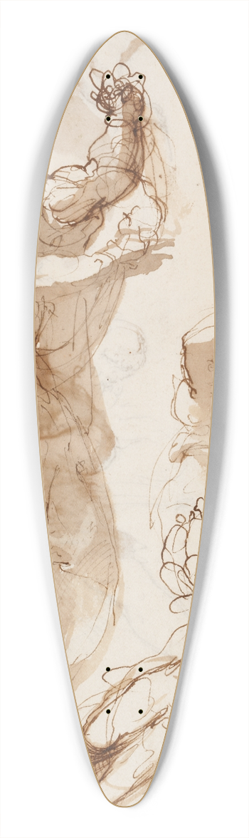 Taddeo Zuccari - Studien zu einem sitzenden Propheten oder Evangelisten und zu Engeln 39.3 inch art pintail longboard deck