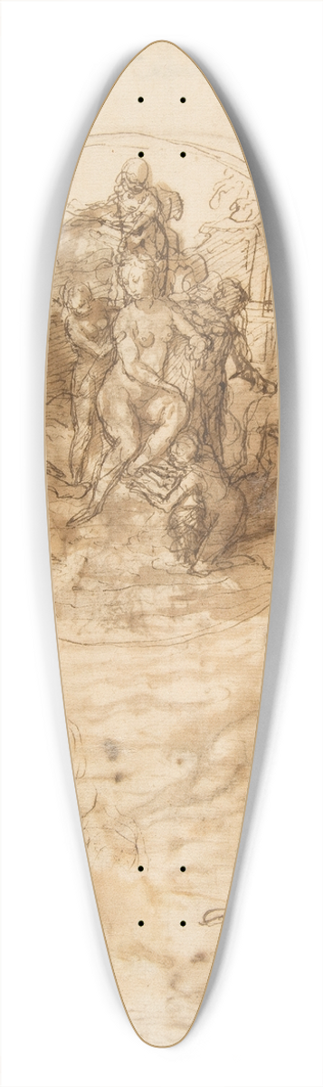 Taddeo Zuccaro - Studies for a Circular Composition of Diana and Her Nymphs Bathing 39.3 inch art pintail longboard deck
