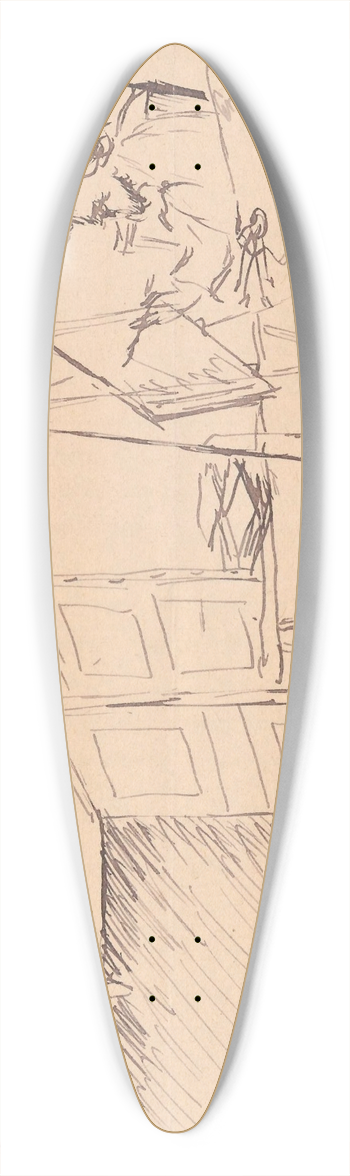 Tadeusz Makowski - Letter to Maria Mickiewiczwna with a drawing [self-portrait of the artist painting a picture at their workshop, with the ill dog Malina lying in its 39.3 inch art pintail longboard deck