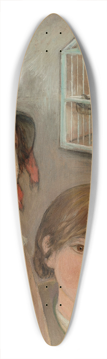 Tadeusz Makowski - Two little girls beside a cage with a canary 39.3 inch art pintail longboard deck