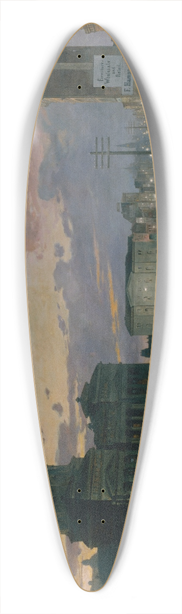 Theodore Clement Steele - Washington Street, Indianapolis at Dusk 39.3 inch art pintail longboard deck