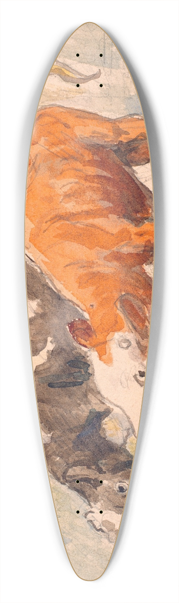Theodor Philipsen - To kalve i det fri, slikkende en vltet mlkebtte (udkast til keramisk fad) 39.3 inch art pintail longboard deck