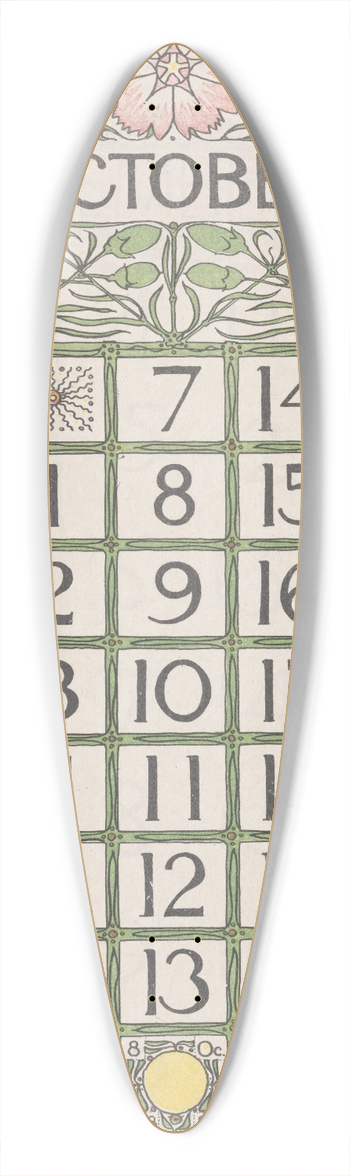 Theo Nieuwenhuis - Kalenderblad oktober 1900 39.3 inch art pintail longboard deck
