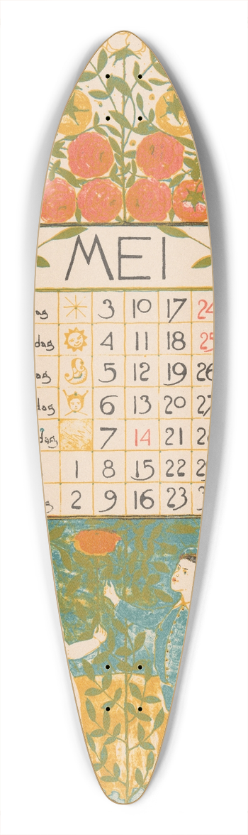 Theo Nieuwenhuis - Kalenderblad voor mei 1896 39.3 inch art pintail longboard deck