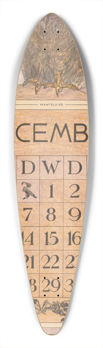 Theo van Hoytema - Kalenderblad december met gier 39.3 inch art pintail longboard deck