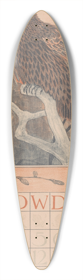 Theo van Hoytema - Kalenderblad februari met spreeuw 39.3 inch art pintail longboard deck