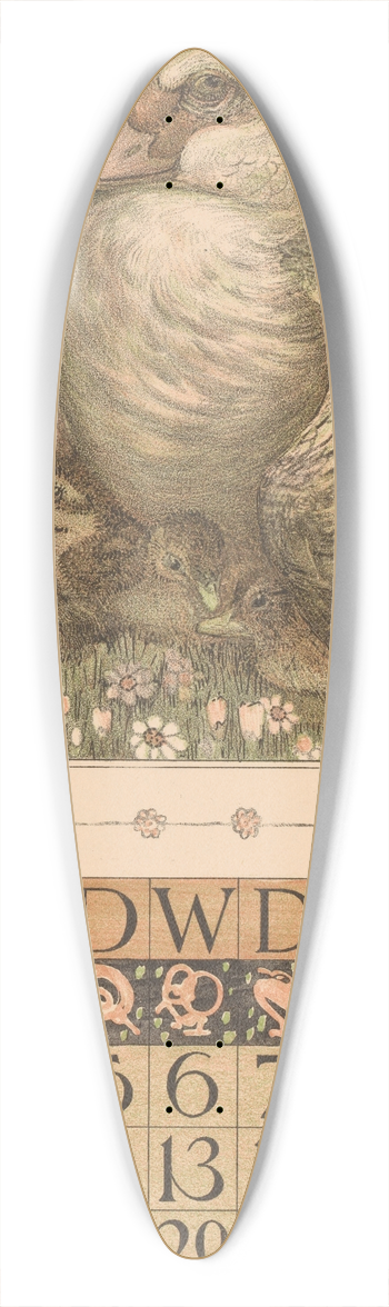 Theo van Hoytema - Kalenderblad juni met eend met jongen 39.3 inch art pintail longboard deck
