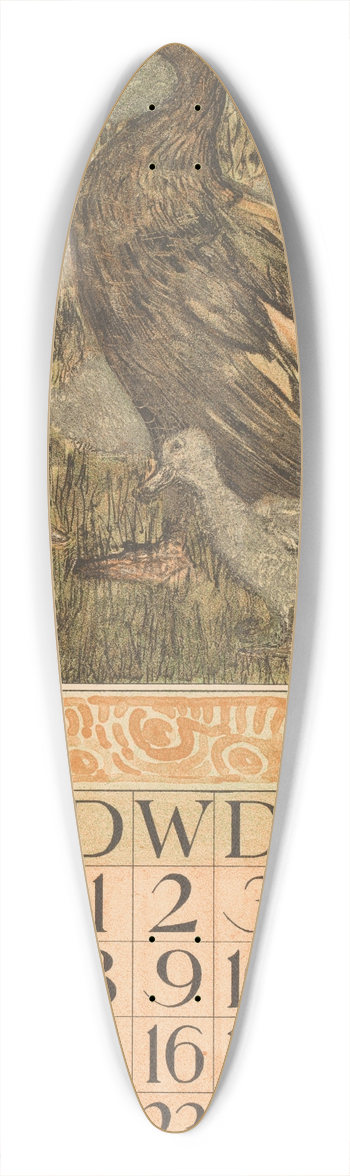Theo van Hoytema - Kalenderblad juni met eend met kuikens 39.3 inch art pintail longboard deck