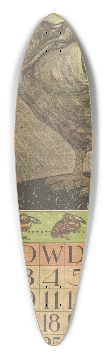 Theo van Hoytema - Kalenderblad november met vogel in de regen 39.3 inch art pintail longboard deck