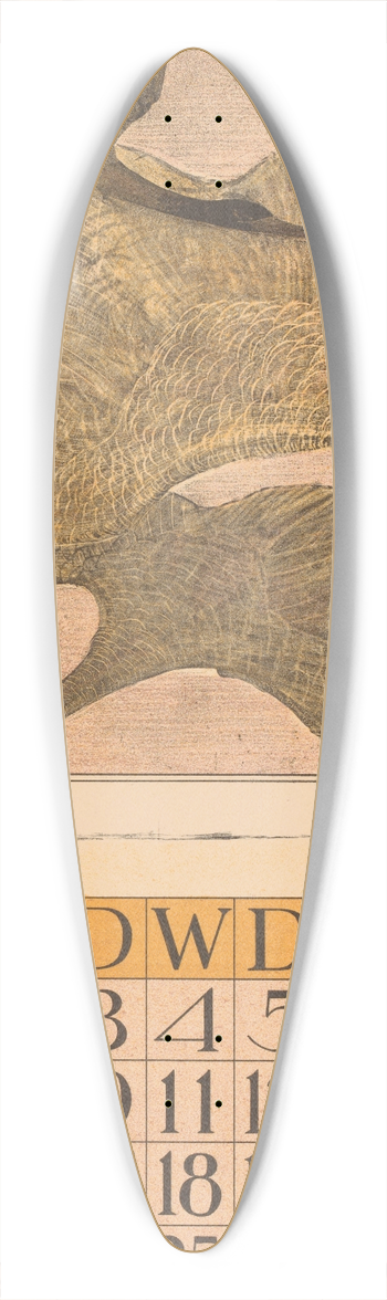 Theo van Hoytema - Kalenderblad oktober met drie vogels 39.3 inch art pintail longboard deck