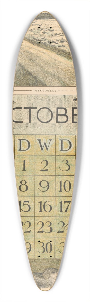 Theo van Hoytema - Kalenderblad oktober met trekvogels 39.3 inch art pintail longboard deck