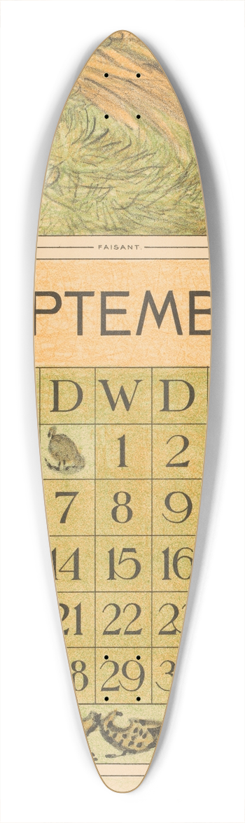 Theo van Hoytema - Kalenderblad september met goudfazant 39.3 inch art pintail longboard deck