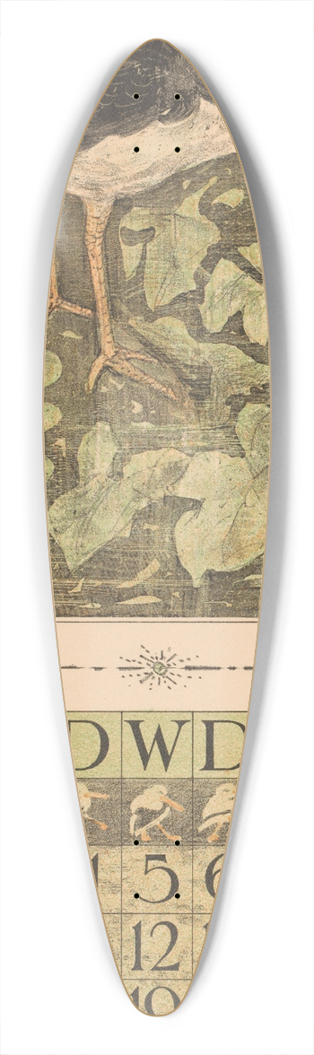 Theo van Hoytema - Kalenderblad september met scholekster 39.3 inch art pintail longboard deck