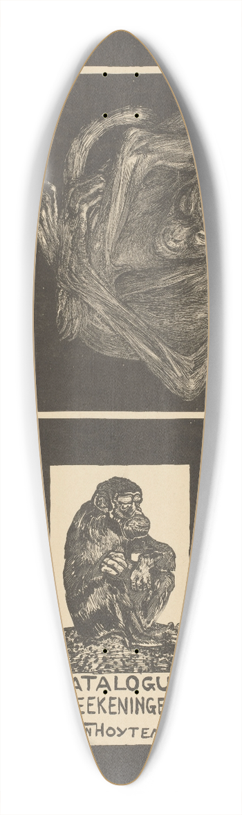 Theo van Hoytema - Vier voorstellingen met apen en vogels 39.3 inch art pintail longboard deck