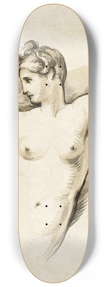 David Humbert de Superville - Naakte vrouw: halffiguur, het hoofd naar terzijde gewend 8.25 inch art skate deck