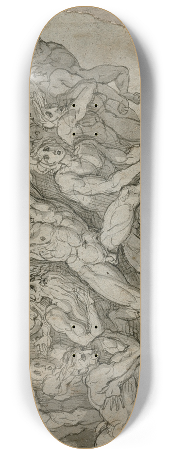 David Humbert de Superville - Ontzetting: groep aansnellende, angstige figuren 8.25 inch art skate deck