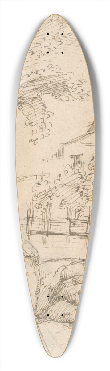 The Veneto - Landscape with a Shepherd in Repose 39.3 inch art pintail longboard deck