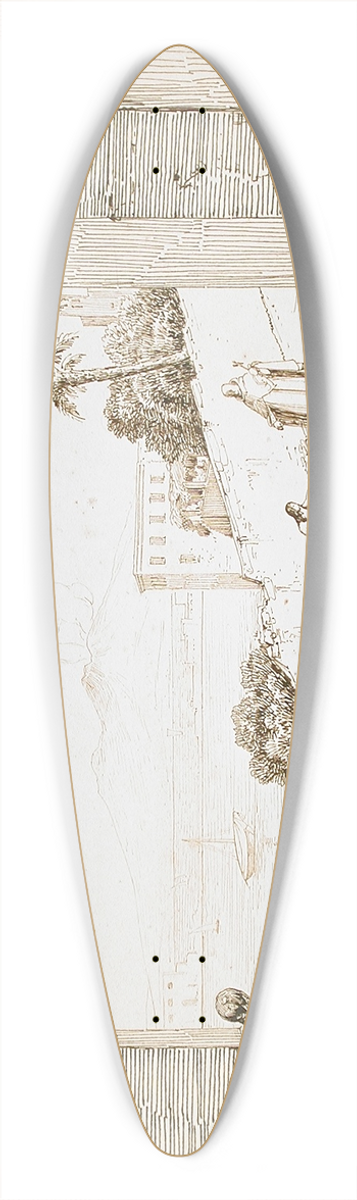 Thodore Caruelle d'Aligny - View of Naples and Mount Vesuvius 39.3 inch art pintail longboard deck