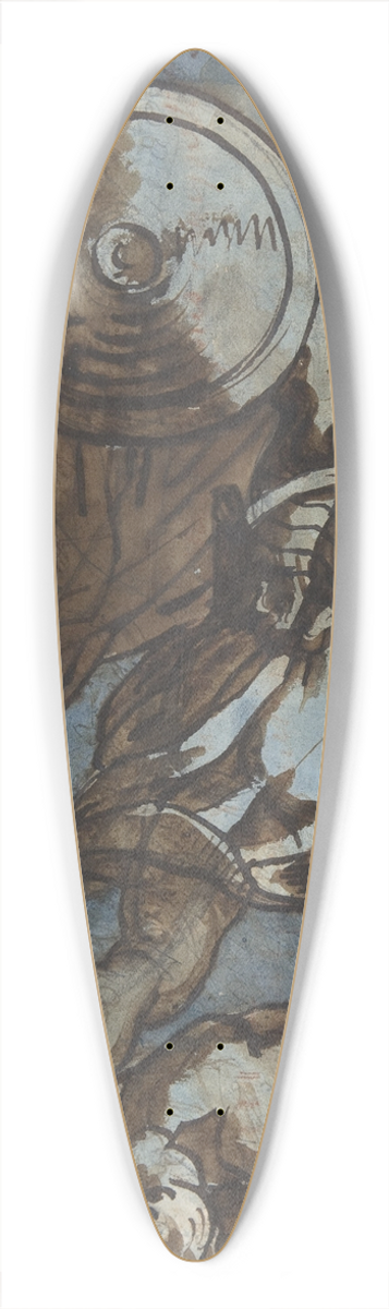 Thodore Gricault - A Warrior Holding a Shield and Sword, Seen from the Back 39.3 inch art pintail longboard deck