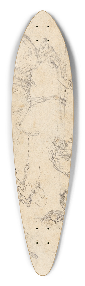 Thodore Gricault - Horses and Riders 39.3 inch art pintail longboard deck