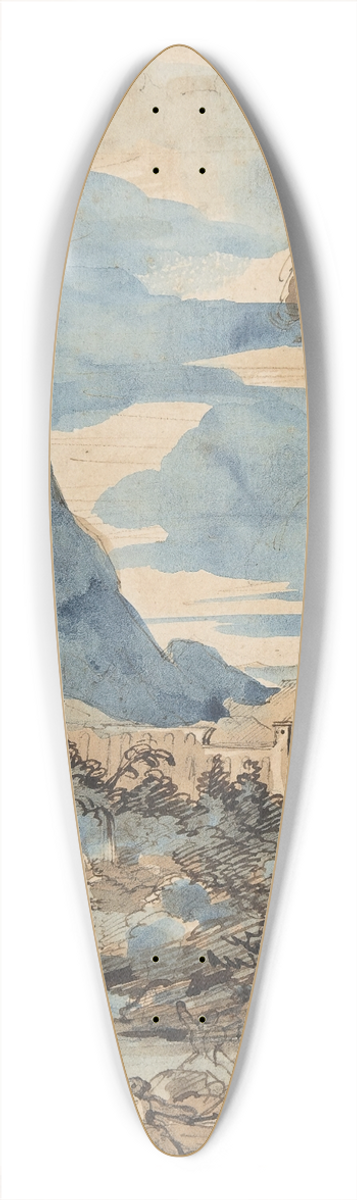 Thodore Gricault - Landscape with Fishermen 39.3 inch art pintail longboard deck