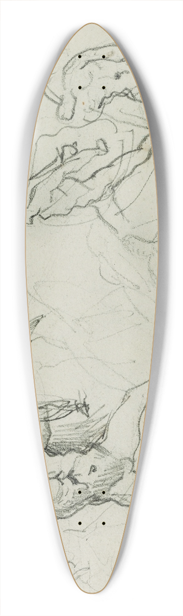 Thodore Gricault - Studies of nude men in combat 39.3 inch art pintail longboard deck