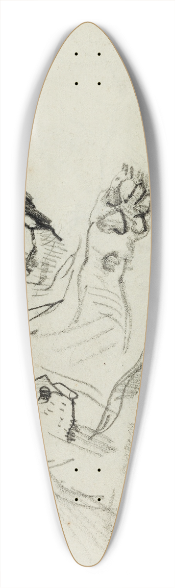Thodore Gricault - Two lion studies 39.3 inch art pintail longboard deck