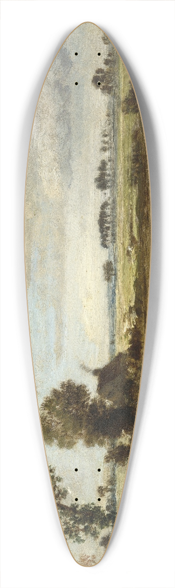 Thodore Rousseau - Landscape with Boatman 39.3 inch art pintail longboard deck