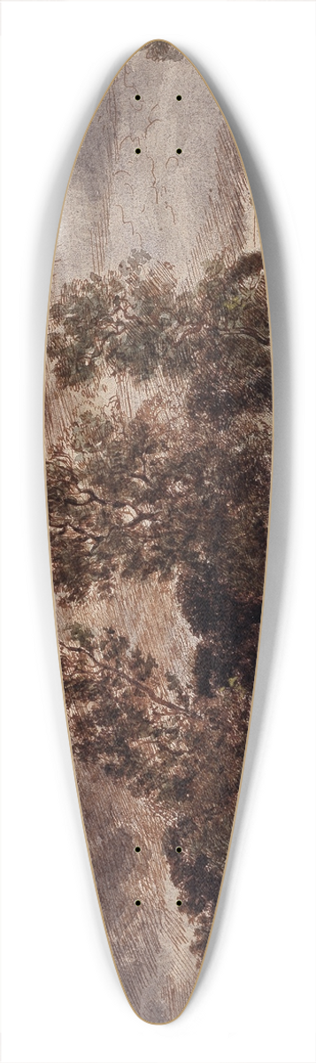 Thodore Rousseau - Landscape with thunderstorms 39.3 inch art pintail longboard deck