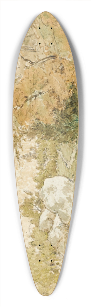 Thodore Rousseau - The road to Paris in Fontainebleau forest 39.3 inch art pintail longboard deck