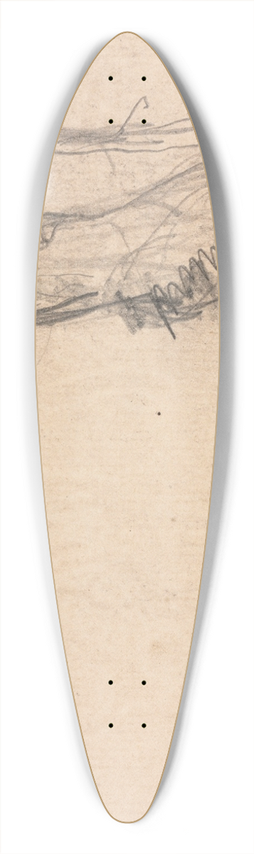 Thodule Ribot - Sketch of Two Figures Embracing (verso) 39.3 inch art pintail longboard deck
