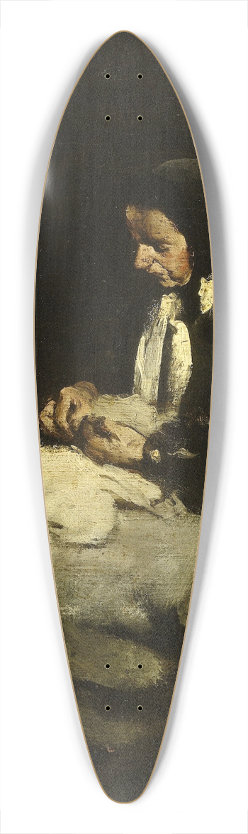 Thodule Ribot - Woman sewing 39.3 inch art pintail longboard deck