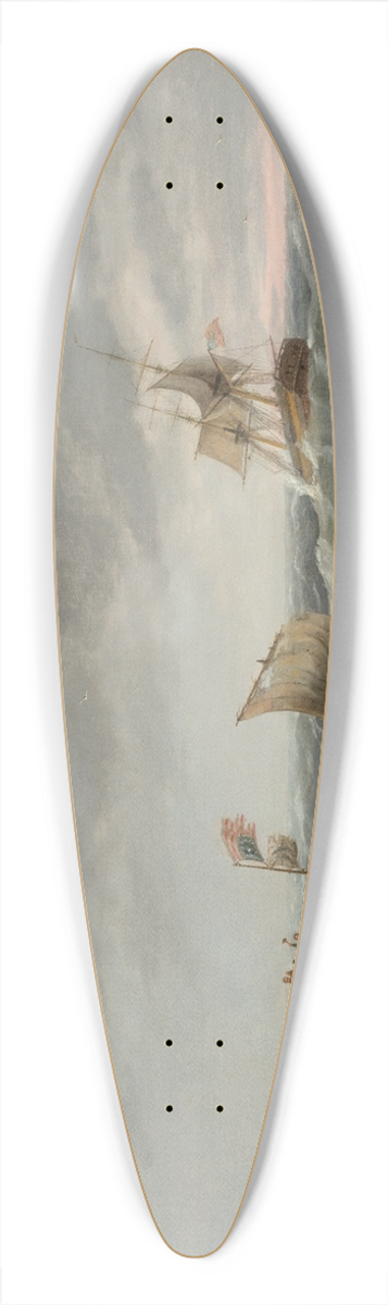 Thomas Birch - Loss of the Schooner John S. Spence of Norfolk, Virginia, 2d view-Rescue of the Survivors 39.3 inch art pintail longboard deck
