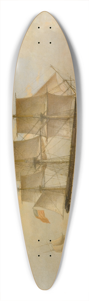 Thomas Birch - U.S. Frigate President 39.3 inch art pintail longboard deck
