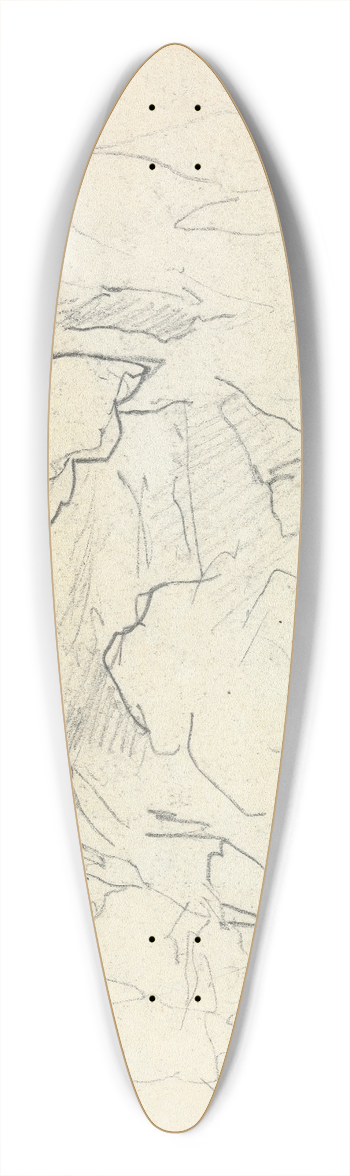 Thomas Bradshaw - Slight Sketch of Rocks 39.3 inch art pintail longboard deck