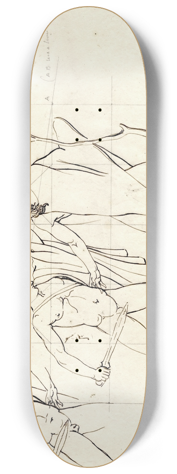 David Humbert de Superville - Theseus fighting the brigand Sinis (after a Greek vase) 8.25 inch art skate deck