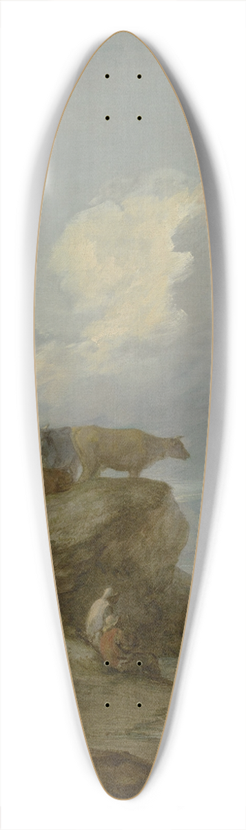 Thomas Gainsborough - Coastal Scene with Shipping and Cattle 39.3 inch art pintail longboard deck