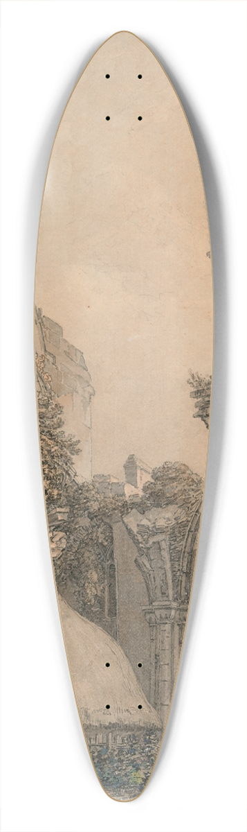 Thomas Hearne - The Ruins of Malmesbury Abbey, Somerset, from the West Front (ill. for The Antiquities of Great Britan 1807) 39.3 inch art pintail longboard deck